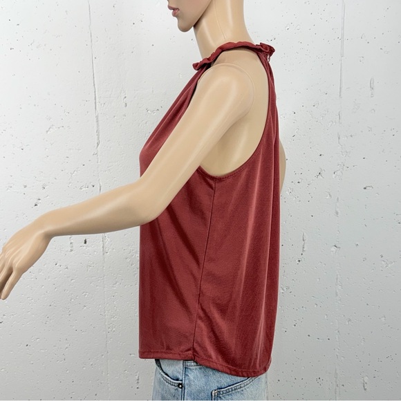Green Envelope Size Small Brick Red Halter Sleeveless Blouse Tank Top - Picture 7 of 12